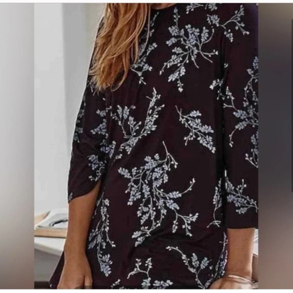 J. Jill Wearever Collection Womens Shirred-Neckline Floral‎ Tunic Size Small